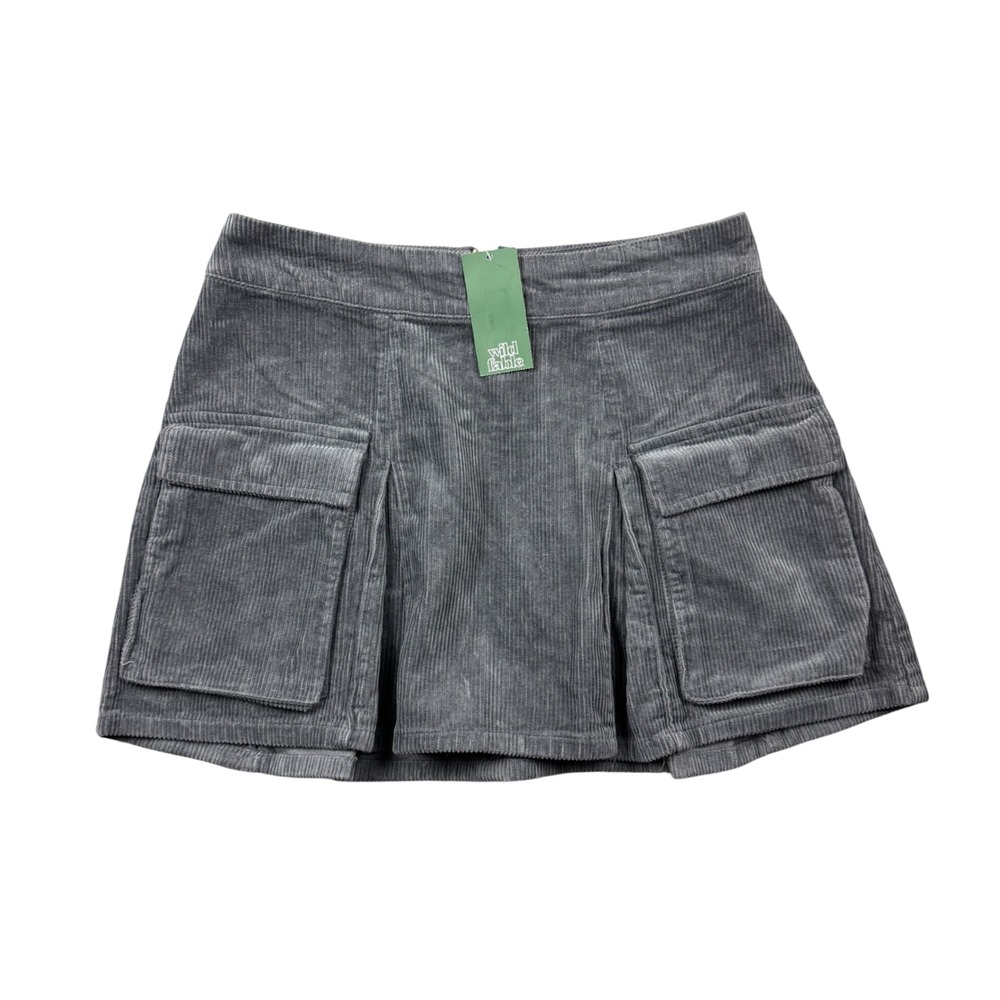 Wild Fable Gray Corduroy Cargo Mini Skirt Women Small Utility Pleated NWT